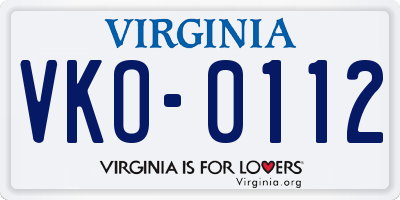 VA license plate VKO0112