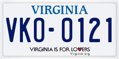 VA license plate VKO0121