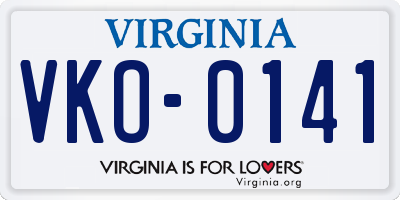 VA license plate VKO0141