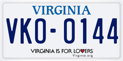 VA license plate VKO0144