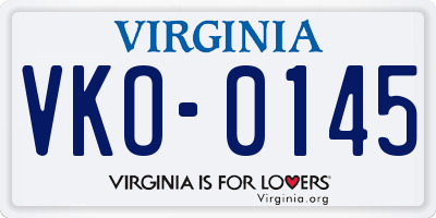 VA license plate VKO0145