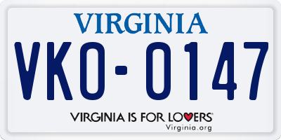 VA license plate VKO0147