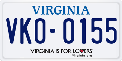 VA license plate VKO0155