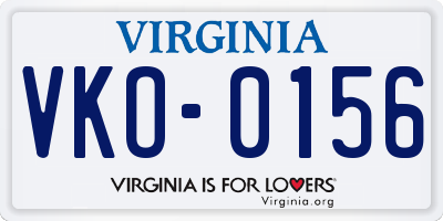 VA license plate VKO0156