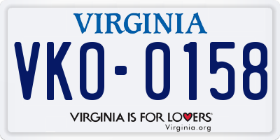 VA license plate VKO0158