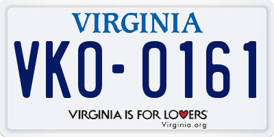 VA license plate VKO0161