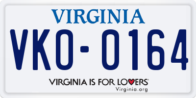 VA license plate VKO0164