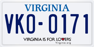 VA license plate VKO0171
