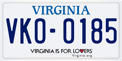 VA license plate VKO0185
