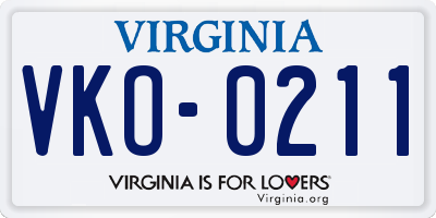 VA license plate VKO0211