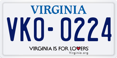 VA license plate VKO0224