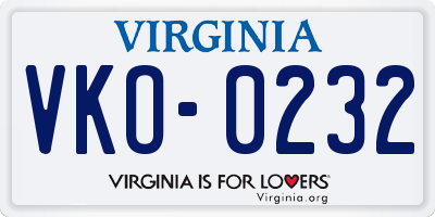 VA license plate VKO0232