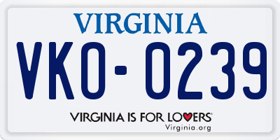 VA license plate VKO0239