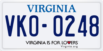 VA license plate VKO0248