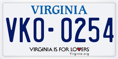 VA license plate VKO0254