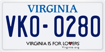 VA license plate VKO0280
