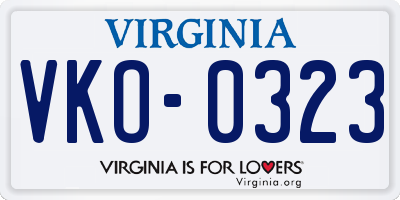 VA license plate VKO0323