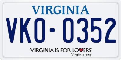 VA license plate VKO0352
