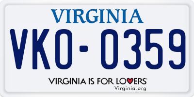 VA license plate VKO0359