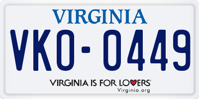 VA license plate VKO0449