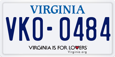 VA license plate VKO0484