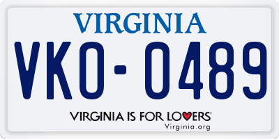 VA license plate VKO0489