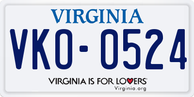 VA license plate VKO0524