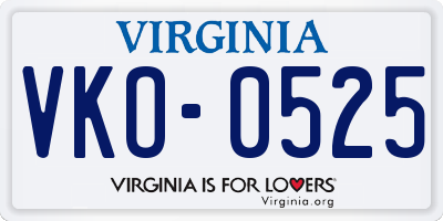 VA license plate VKO0525