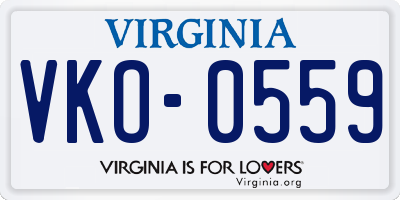 VA license plate VKO0559