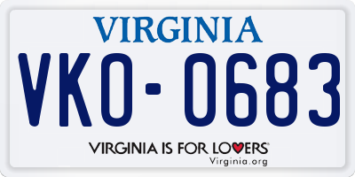 VA license plate VKO0683