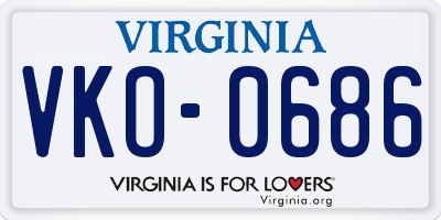 VA license plate VKO0686