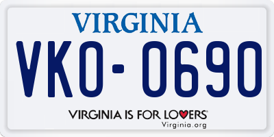 VA license plate VKO0690
