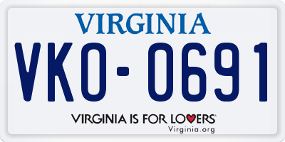 VA license plate VKO0691