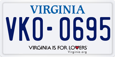 VA license plate VKO0695