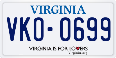 VA license plate VKO0699
