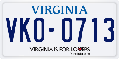 VA license plate VKO0713