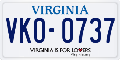 VA license plate VKO0737