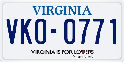 VA license plate VKO0771