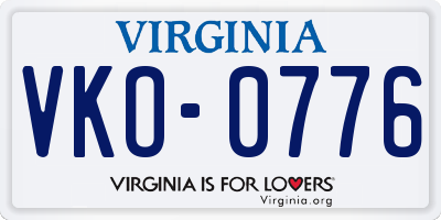 VA license plate VKO0776