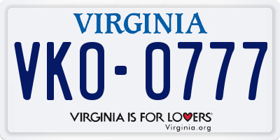 VA license plate VKO0777