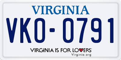 VA license plate VKO0791