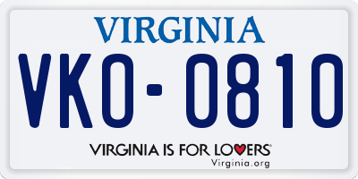 VA license plate VKO0810