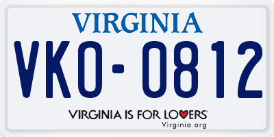VA license plate VKO0812