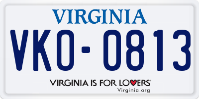 VA license plate VKO0813