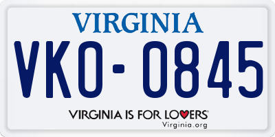 VA license plate VKO0845