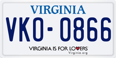 VA license plate VKO0866