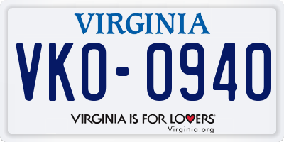 VA license plate VKO0940