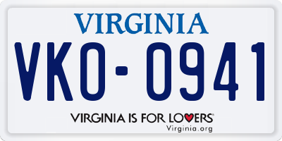 VA license plate VKO0941