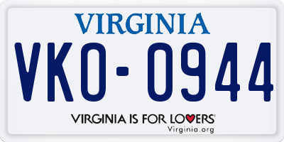 VA license plate VKO0944
