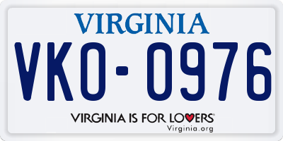 VA license plate VKO0976